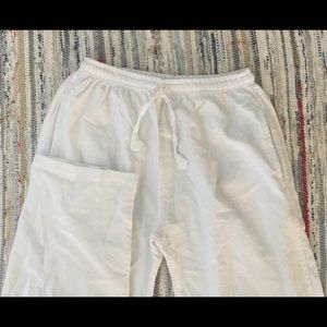 White linen pants